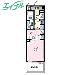 サンルミエール 3階ワンルームの間取り