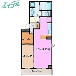 マイルストーン 1LDKの間取図画像