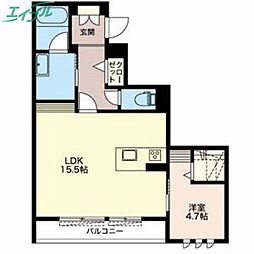 グランデュールＭＳ 2階1LDKの間取り