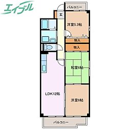 エントピアダテ 6階3LDKの間取り