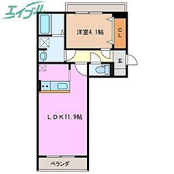 ファーランジュ四日市 4階1LDKの間取り