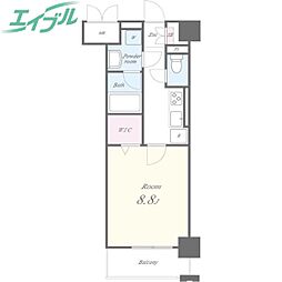 ジュネス四日市 6階1Kの間取り