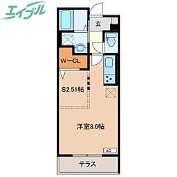 エスペランサＳVIII 3階ワンルームの間取り