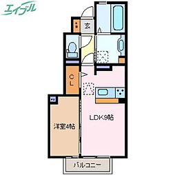フェリチターレ 1階1LDKの間取り