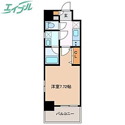 プレイズシード四日市 2階1Kの間取り