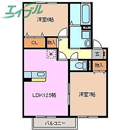 リュミエール 2LDKの間取図画像