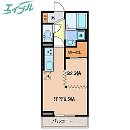 グランハイツスミレ ワンルームの間取図画像