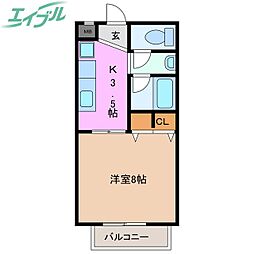 ドエル晃 1Kの間取図画像