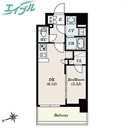 S-RESIDENCE四日市安島aloggio 1DKの間取図画像