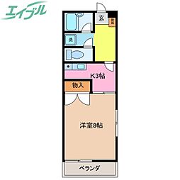 ハイマンション日永西B 1Kの間取図画像