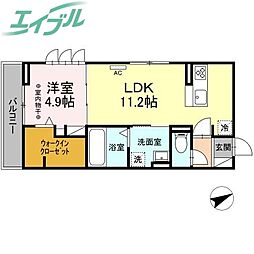 グランドネーフルときわ2 1LDKの間取図画像