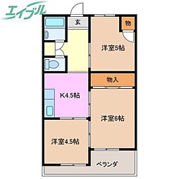 四日市セントラルビル 3Kの間取図画像