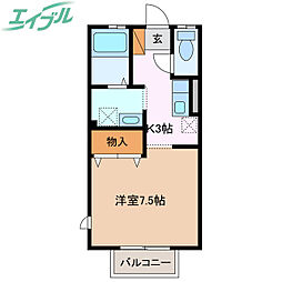 セレーナK 1Kの間取図画像