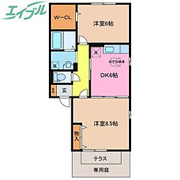 エスペランサ 2DKの間取図画像