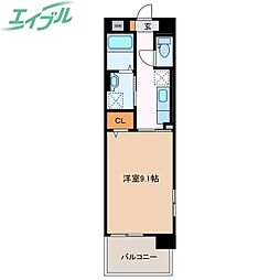 サンルミエール 1Kの間取図画像