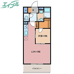 ジアソーレ・やなぎ 1LDKの間取図画像