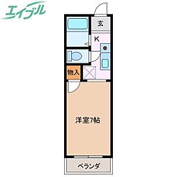 リバーパークA 1Kの間取図画像