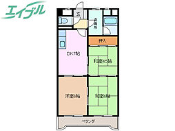 文化ハイツ 6階3DKの間取り