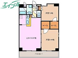 ＡＳレジデンス四日市 12階2LDKの間取り