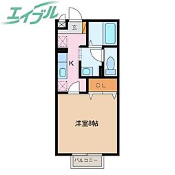 ヴィレッジ南四日市 1階1Kの間取り