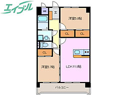 プリリアンスTAKEKOSHI 2LDKの間取図画像