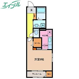 ベル・レジデンス・Ｋ 1階1Kの間取り