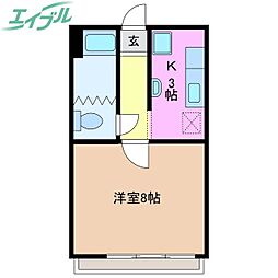 マルエイハウスＢ．Ｄ鵜の森 3階1Kの間取り