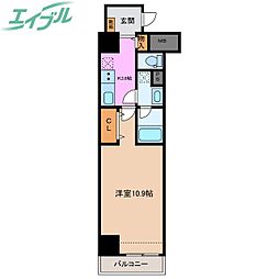 Ｄ−Ｒｅｓｉｄｅｎｃｅ鵜の森 5階1Kの間取り