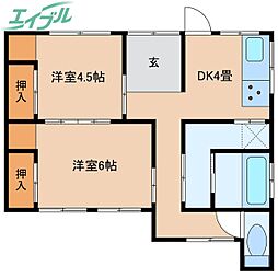日永5丁目戸建て 1階2DKの間取り
