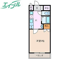 サン・アペックス四日市 1階1Kの間取り