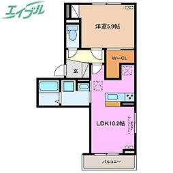 Ｄ-ｃｈａｍｂｒｅ元新町 1階1LDKの間取り