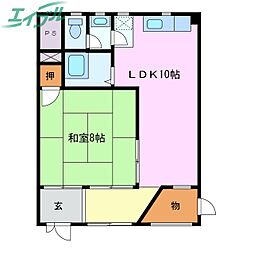 シュロス豊明 1階1LDKの間取り