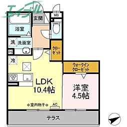 アンフィニときわ 1階1LDKの間取り