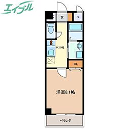 ｗｉｌｌＤｏ四日市鵜の森 2階1Kの間取り