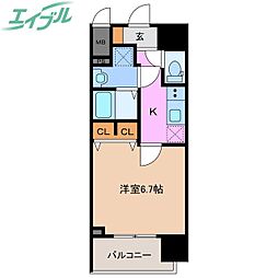 S-RESIDENCE四日市駅前couleur(クルール) 15階1Kの間取り