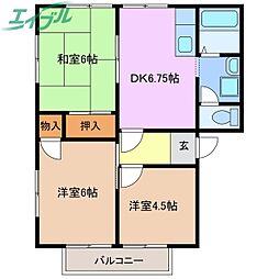ロジュマンYURIB 3DKの間取図画像