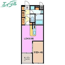 クオーレトラスト3 1LDKの間取図画像