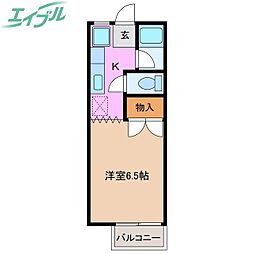 パティオ西山C棟 1Kの間取図画像