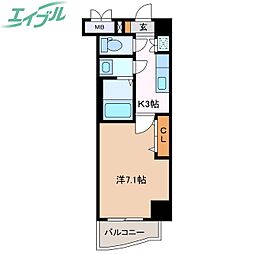 レジデンスハマダ 1Kの間取図画像