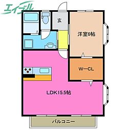 エステートK 1LDKの間取図画像
