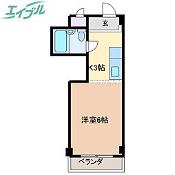 ベース浜田 1Kの間取図画像