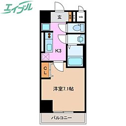 レジデンスハマダ 1Kの間取図画像