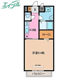 ハーバーサイドINB 1Kの間取図画像
