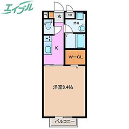 K様サープラスルーチェ 1Kの間取図画像