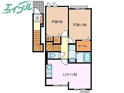 グレースヒルB 2LDKの間取図画像