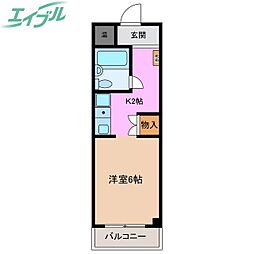 レジデンス昭和四日市 1Kの間取図画像