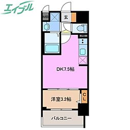 プレリス四日市ティエルナ 1DKの間取図画像