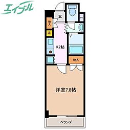 アンオゥル鵜の森 1Kの間取図画像