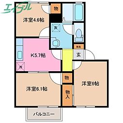 メゾンドールC 3Kの間取図画像