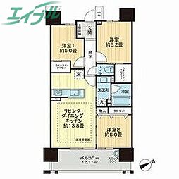 ライオンズ四日市セントマークス 3LDKの間取図画像